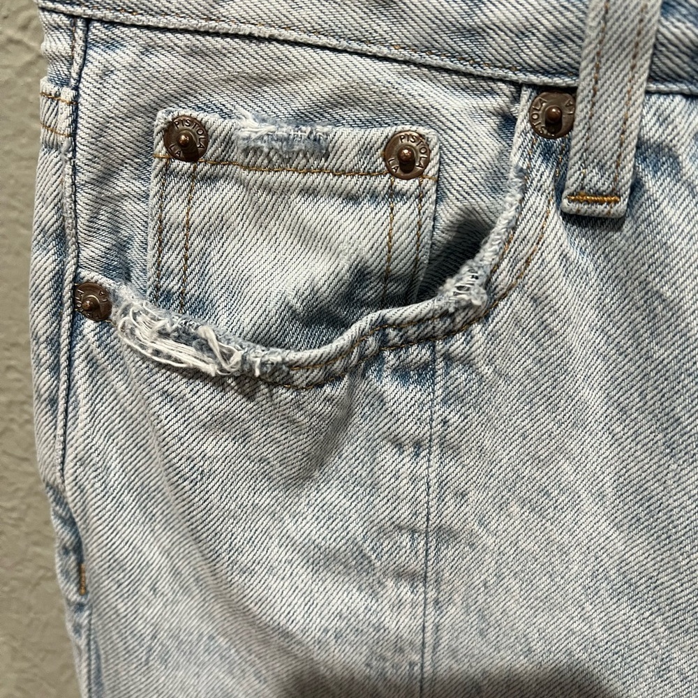 Pistola Light Blue Women's Straight Leg Jeans EUC Size 25 Slit on Side Raw Hem - Picture 4 of 7